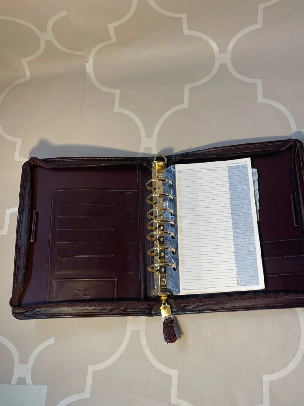 Franklin Quest Vintage Top Grain Leather Planner Binder Made in USA Organizer